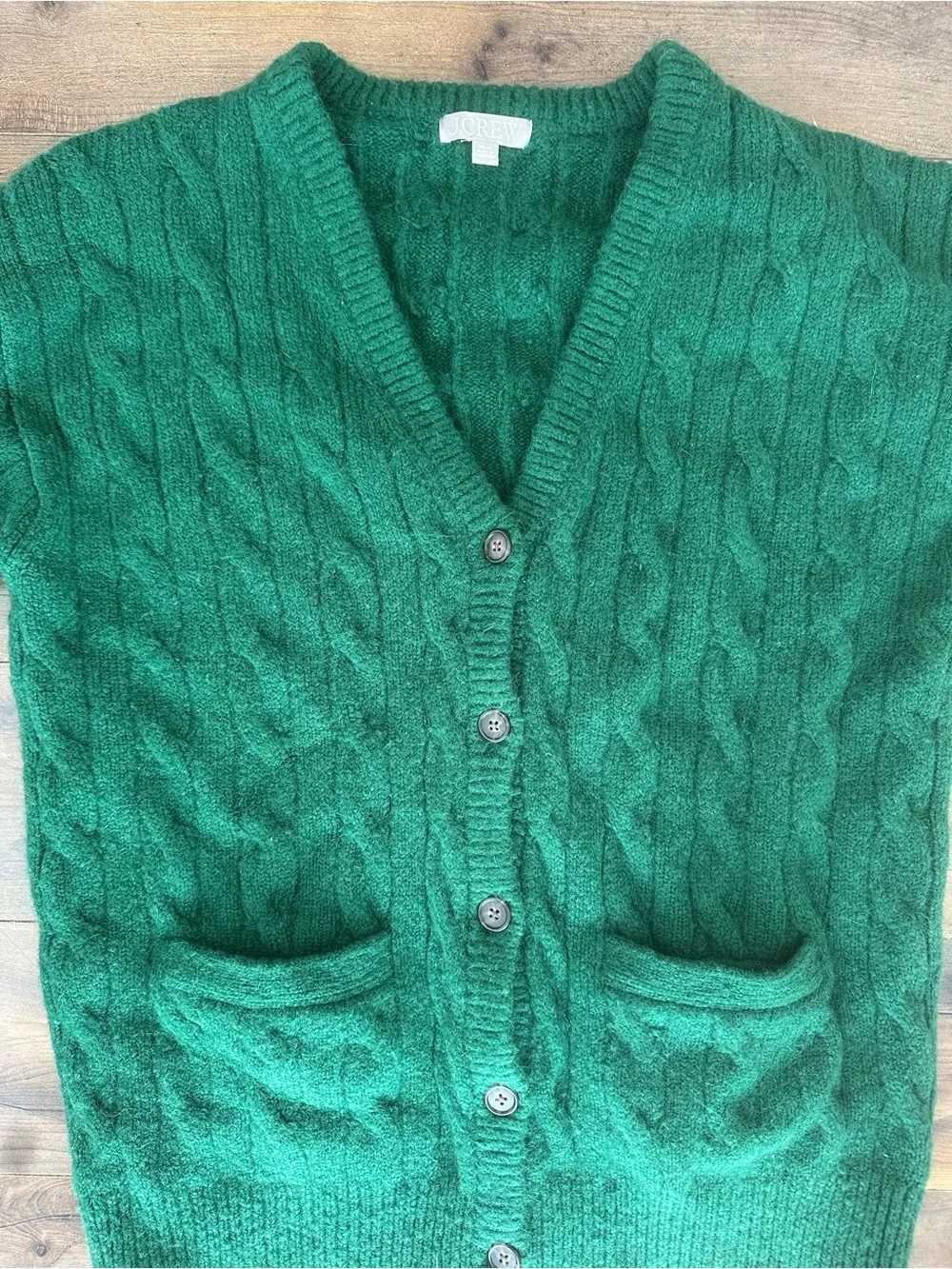J.Crew Men’s Merino Alpaca Cable Knit Cardigan Green XS Small Wool Blend